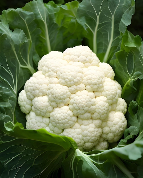 Fresh White Cauliflower Vegetable in Garden