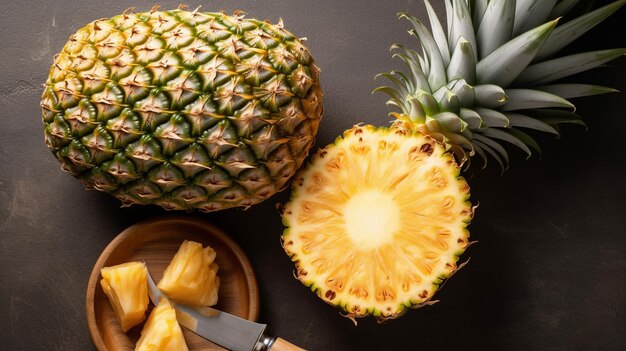 Foto ananas freschi e tagliati