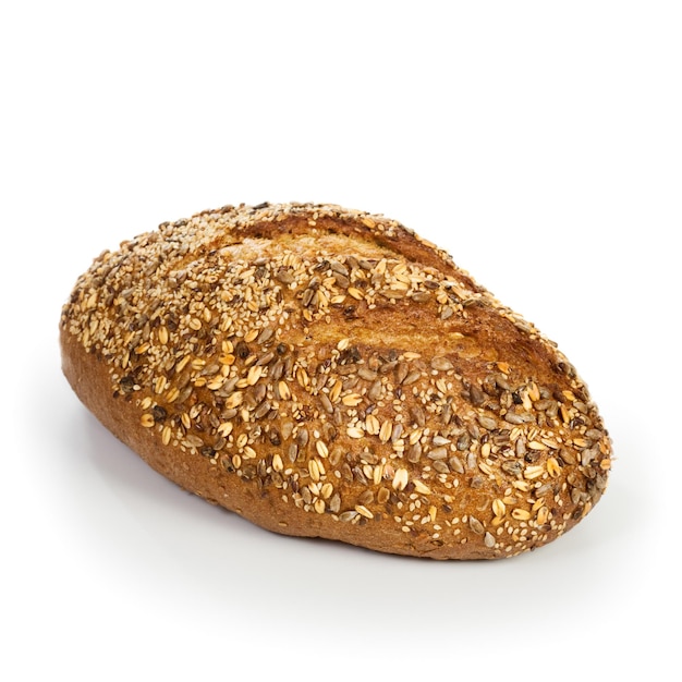 Fresh whole grain bread on white background
