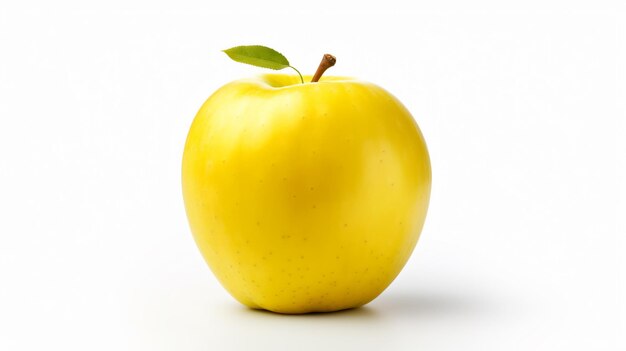 写真 白い背景に分離された新鮮な黄色いリンゴ