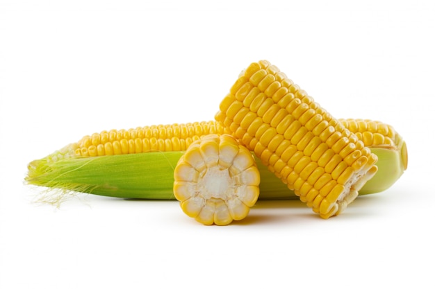 Fresh yellow corncobs