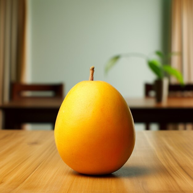 Fresh yellow mango fruit on kitchen table