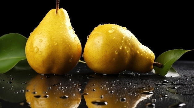 Fresh yellow pears uhd wallpaper