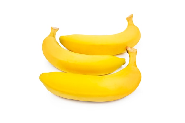 Fresh yellow ripe bananas on a white background