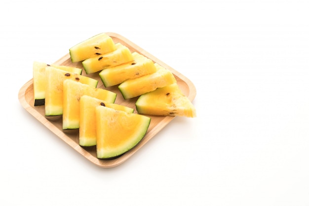 fresh yellow watermelon on white 