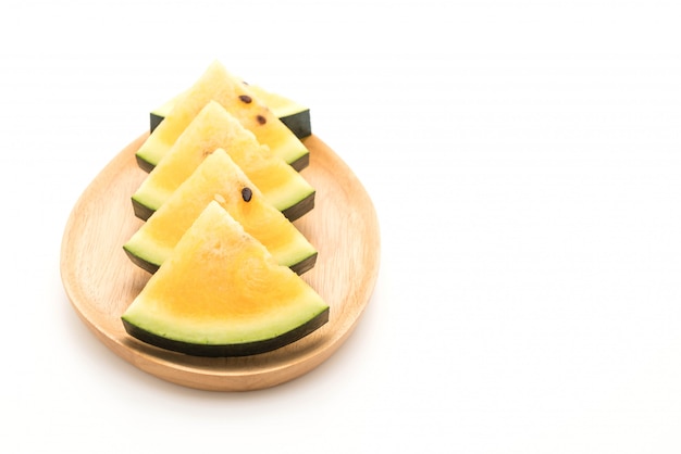 fresh yellow watermelon on white 