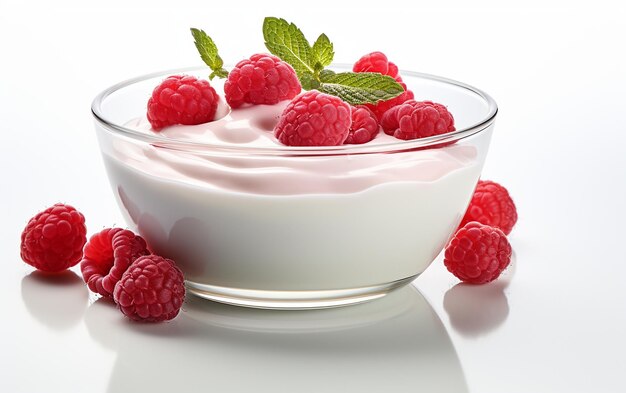 Fresh yogurt on a clear backdrop