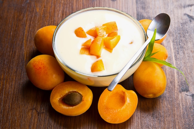 Fresh yogurt with apricots