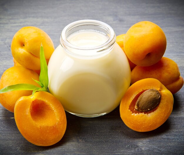 Fresh yogurt with apricots