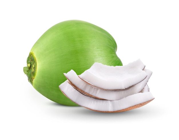 Fresh young coconut on white background