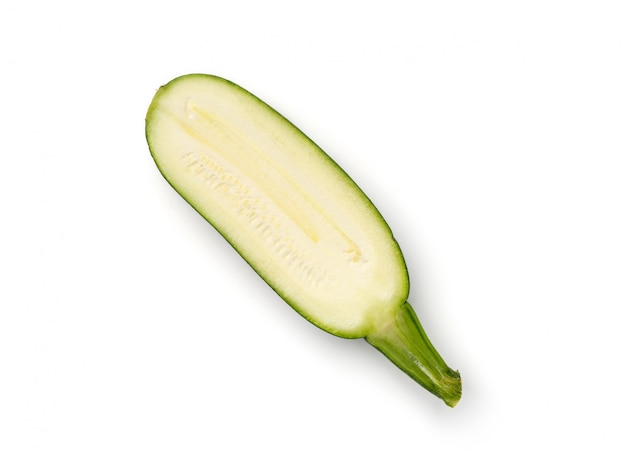 Fresh zucchini isolated on a white. Top view