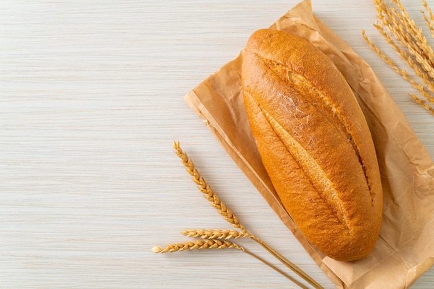 Freshly baked baguette bread in french style