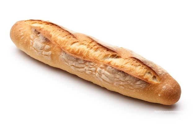 freshly baked baguette isolated on white background