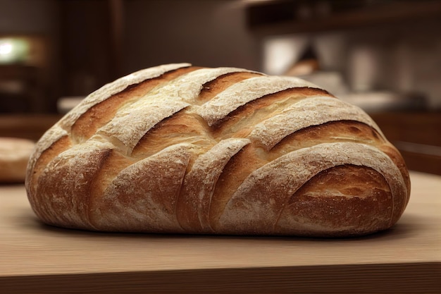 Freshly baked bread from oven