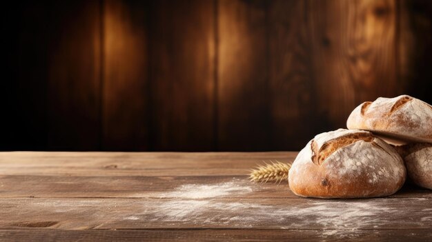 Фото Свежевыпеченные хлебные булочки на деревянной поверхности