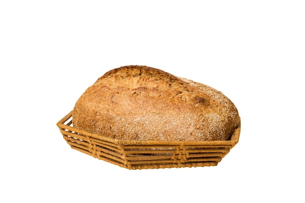 写真 自然の背景を背景にしたバスケットの上に新鮮に焼いたパン ペースペクティブビュー パンコピースペース