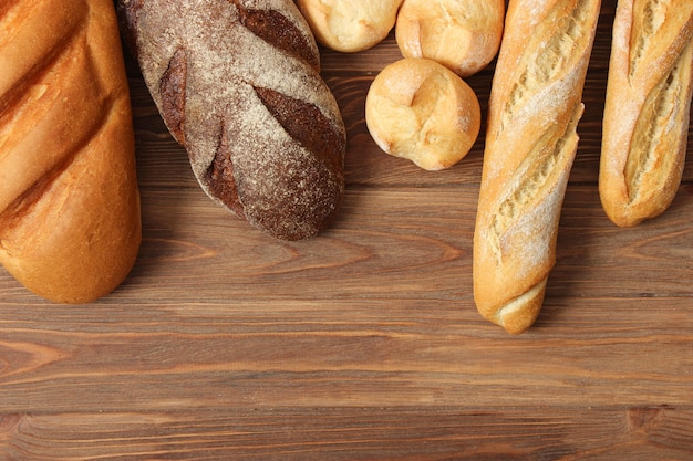 Freshly baked bread on the table closeup