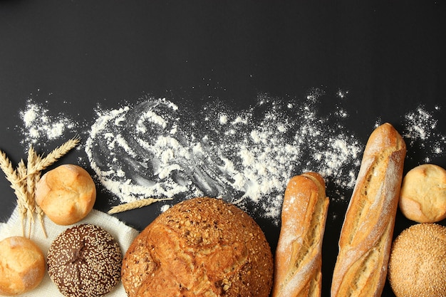 Freshly baked bread on the table closeup