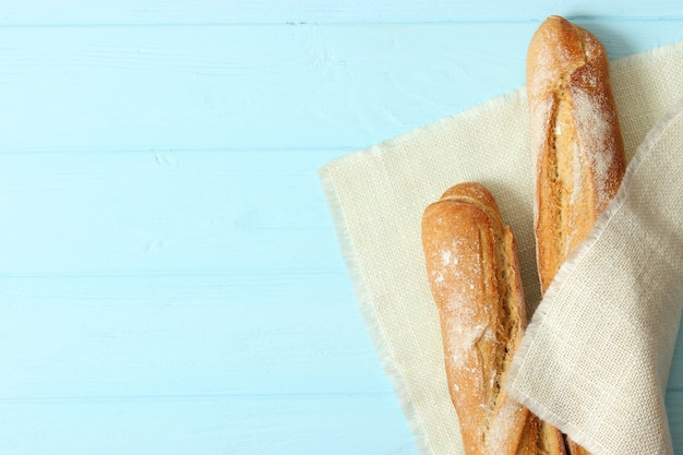 Freshly baked bread on the table closeup