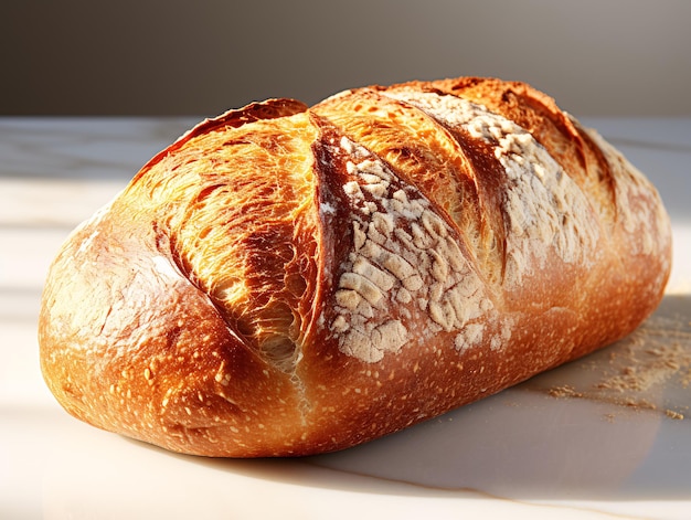 Freshly baked bread on a white background