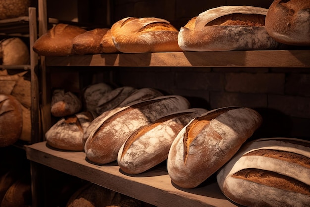 Foto pane appena cotti in panetteria generare ai