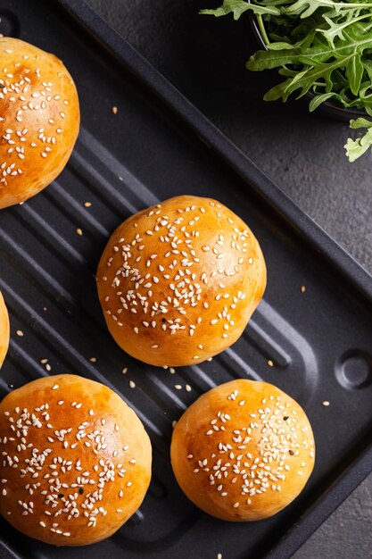 Photo freshly baked buns for burgers