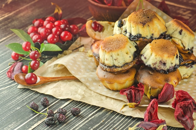 Freshly baked cherry muffins