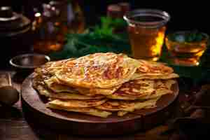 Photo freshly baked chinese pancakes displayed