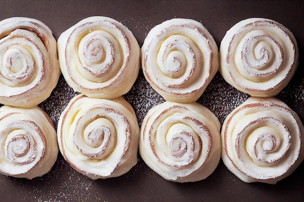 Freshly baked cinnamon buns Sweet Homemade Pastry christmas baking Closeup Kanelbule swedish dessert