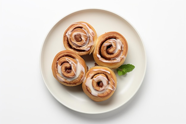 Freshly Baked Cinnamon Rolls with Glaze on transparent background