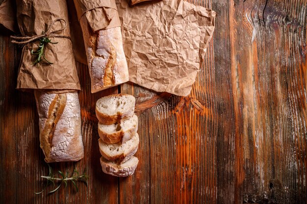 Freshly baked French baguettes