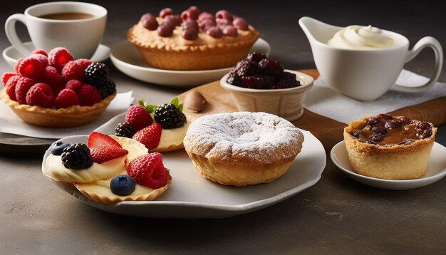 Freshly baked homemade berry tart on a wooden table generated by artificial intelligence