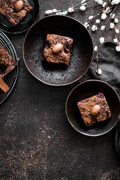 Freshly baked homemade chocolate brownies