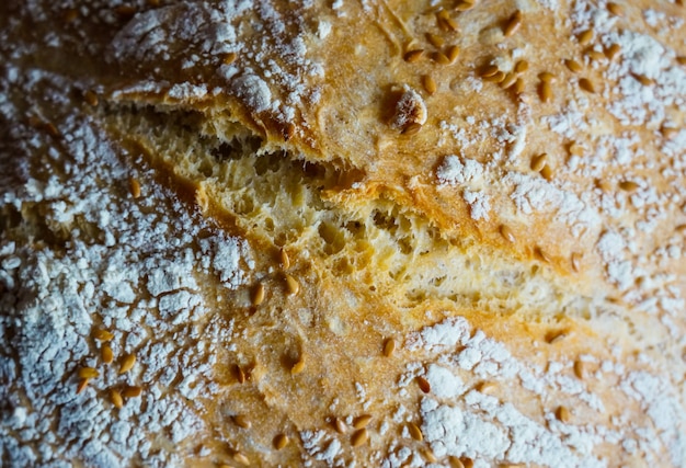Freshly baked homemade ciabatta bread background