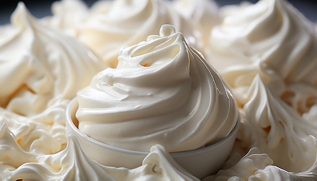 写真 人工知能によって生成された ふわふわしたホイップクリームとチョコレートアイスで作られた 新鮮な自家製カップケーキ