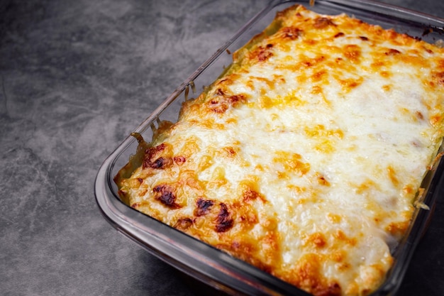 Freshly baked homemade lasagna