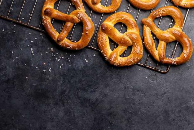 Freshly baked homemade pretzels