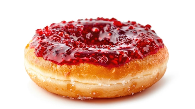 freshly baked jelly donut isolated on white background