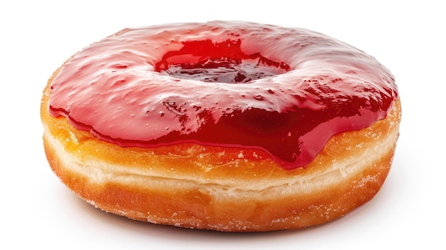 freshly baked jelly donut isolated on white background