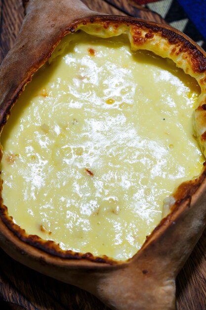 Freshly baked khachapuri in Adjara Georgian cuisine