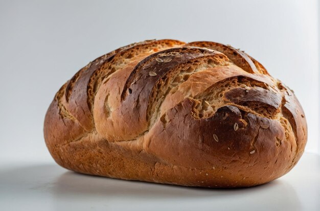 Freshly baked loaf of bread on a white background Isolated