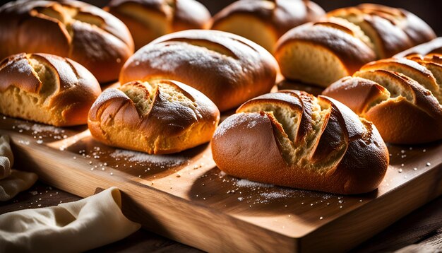 freshly baked loaves of bread