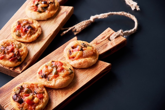 Freshly baked mini pizzas сocas