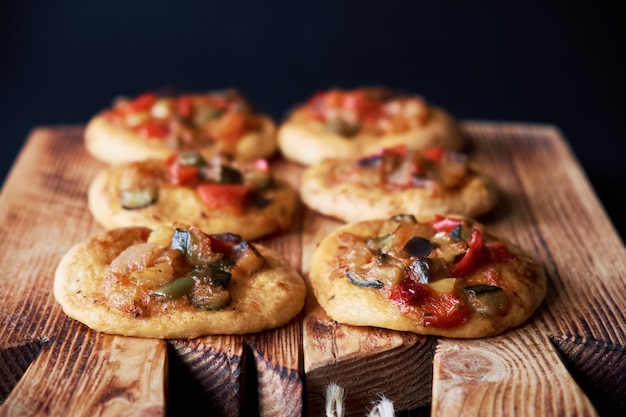 Freshly baked mini pizzas сocas