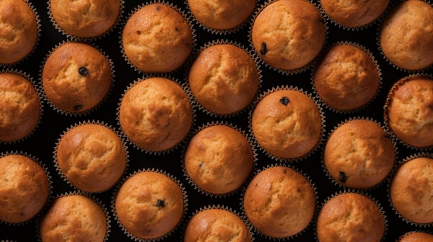 Freshly baked muffin horizontal background