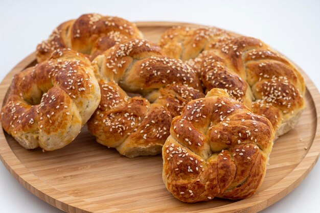 Freshly baked pastry bread buns bagel