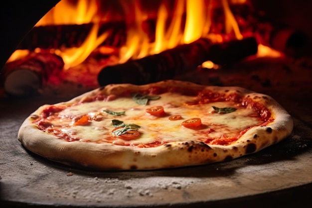 このイタリアの人気料理の食欲をそそる風味と心地よい香りを表現した焼きたてのピザ