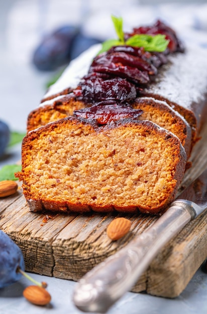 Freshly baked plum cake