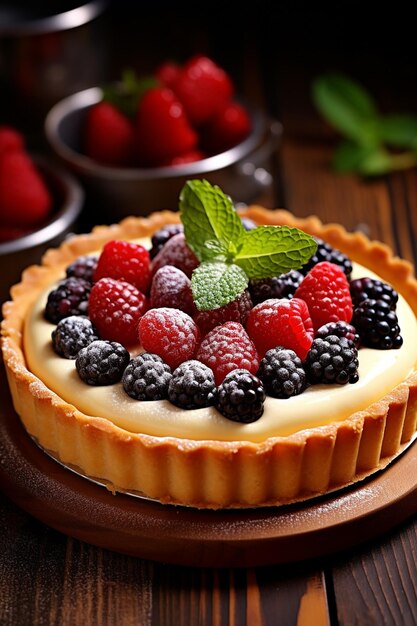 Freshly baked tartlet cake food concept