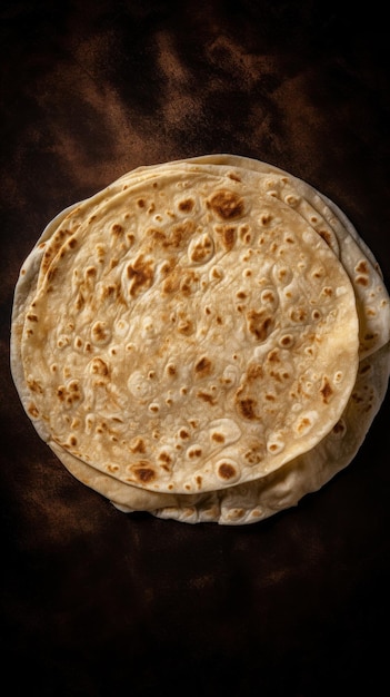 Freshly Baked Tortilla Flatbread Vertical Background